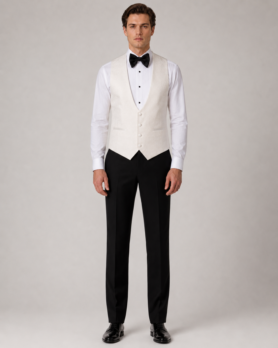 Elfenbein Slim Fit Einreihiger Smokinganzug