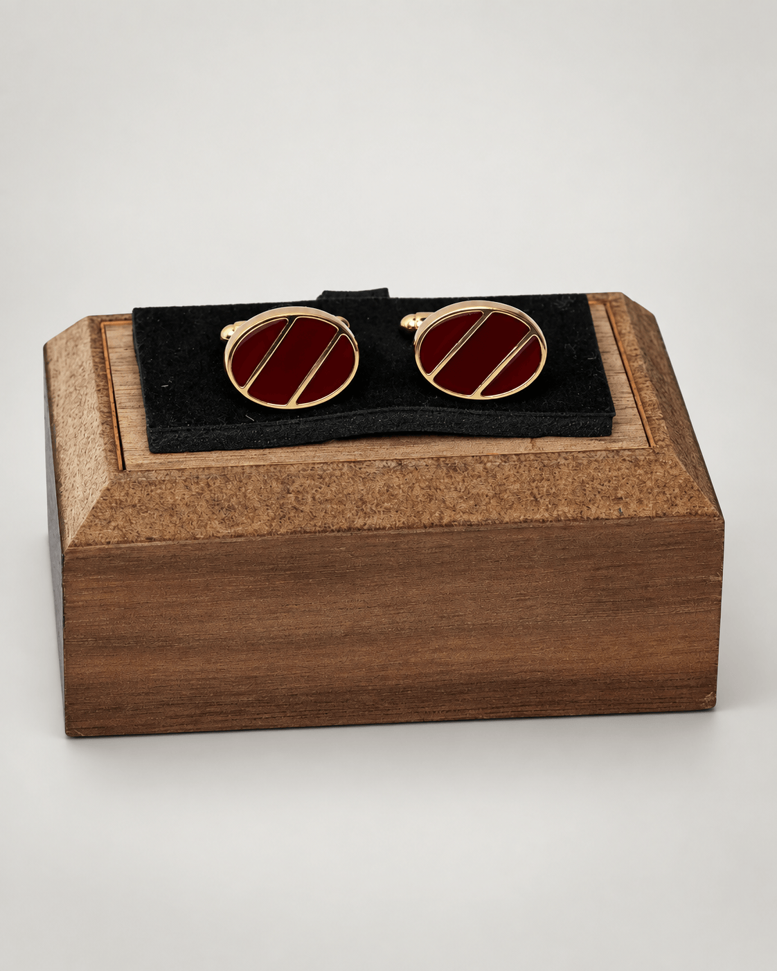 Golden cufflinks made of Italian metal, oval design