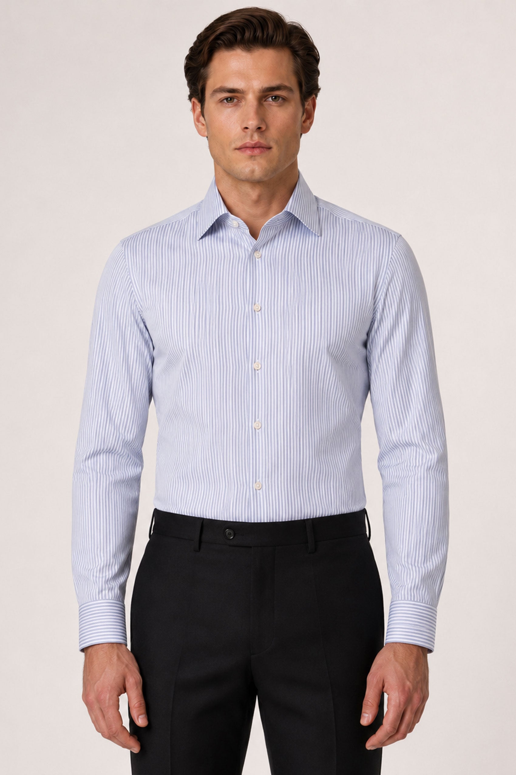 Grau gestreiftes Modern Fit Hemd
