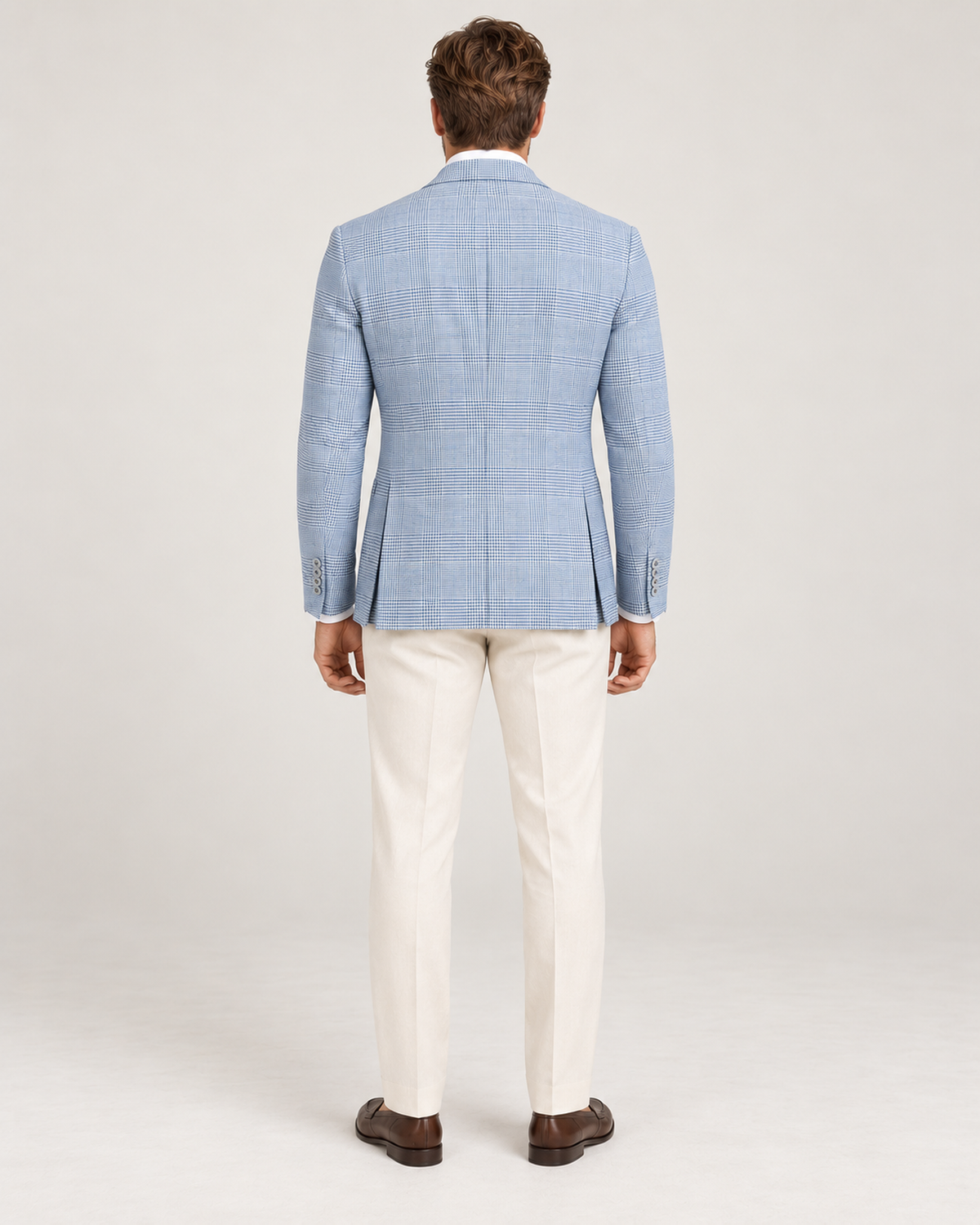 Hellblauer Einreiher-Blazer aus Leinen
