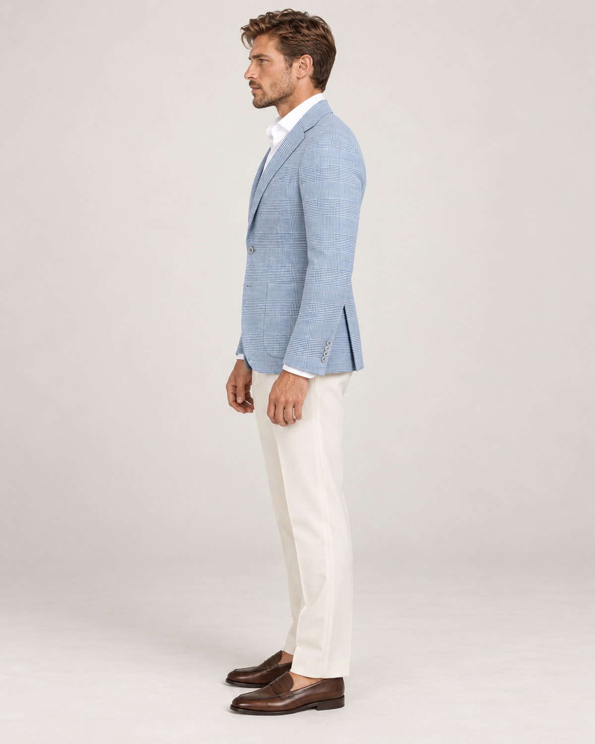 Hellblauer Einreiher-Blazer aus Leinen