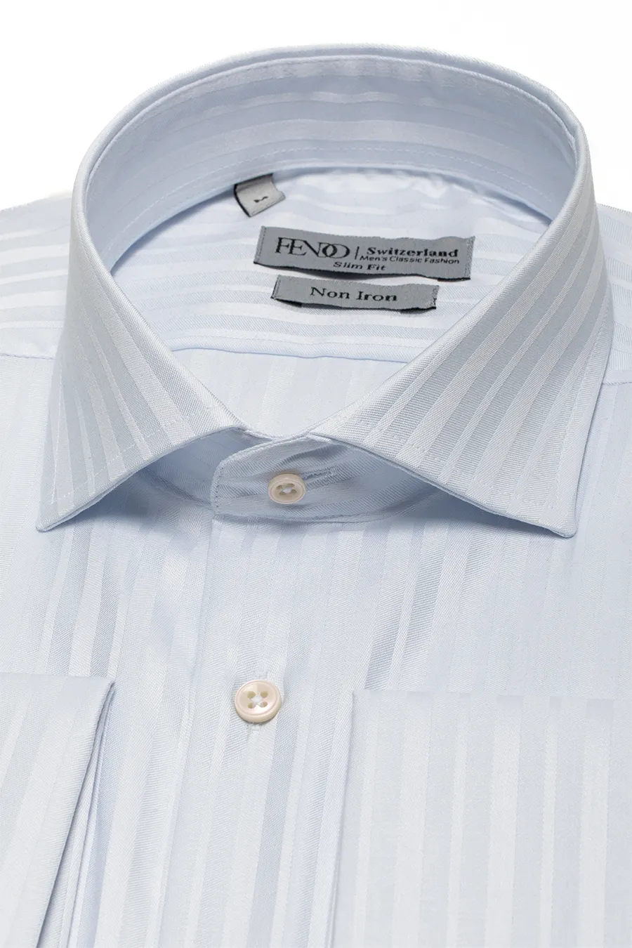 Hellblaues Slim Fit Hemd aus gestreifter Baumwolle
