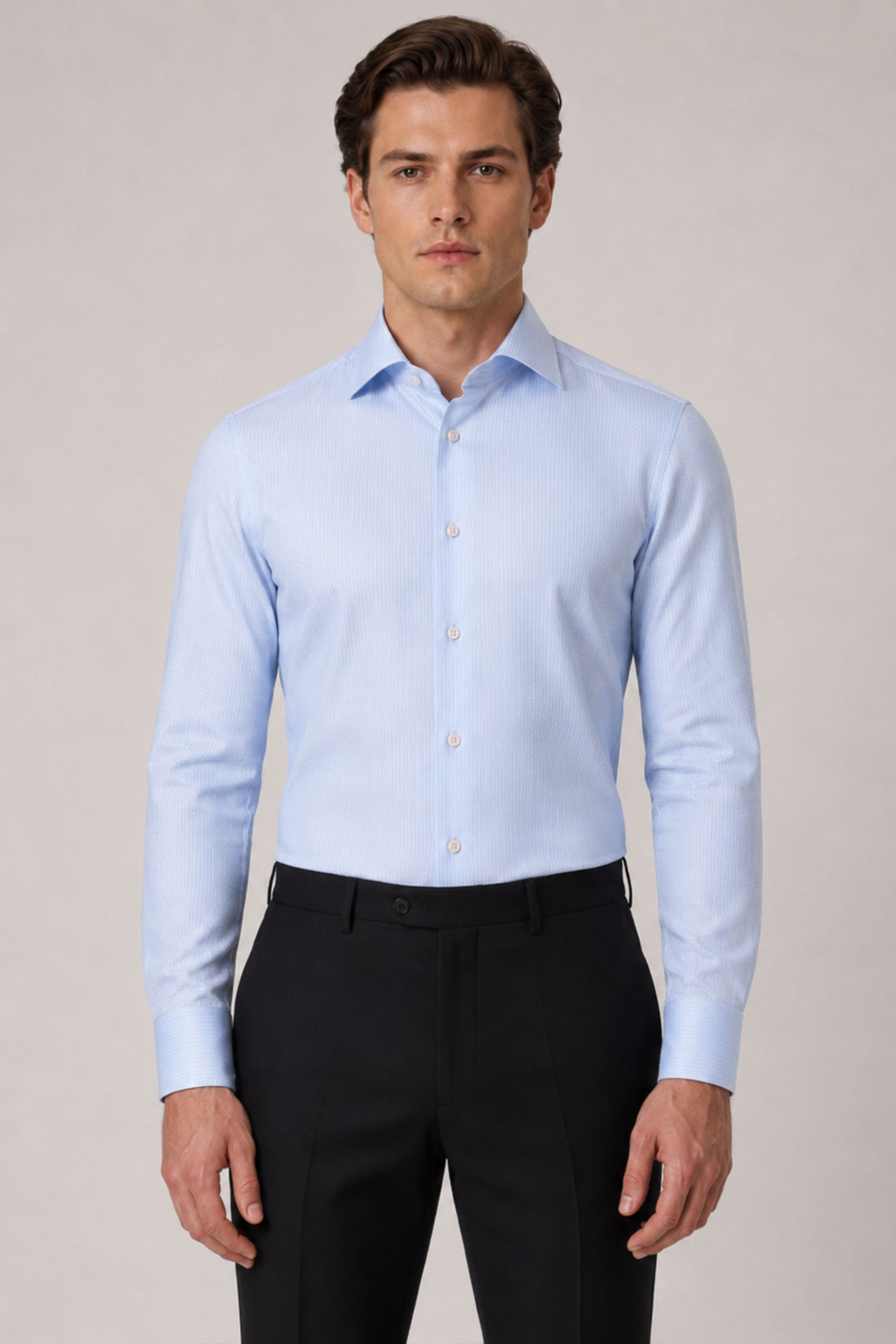 Hellblaues Slim Fit Baumwollhemd