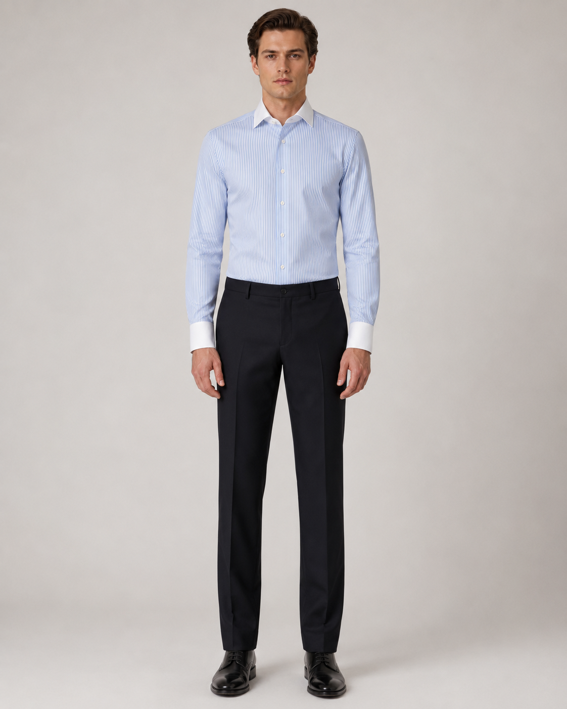 Hellblaues Slim Fit Gestreiftes Hemd