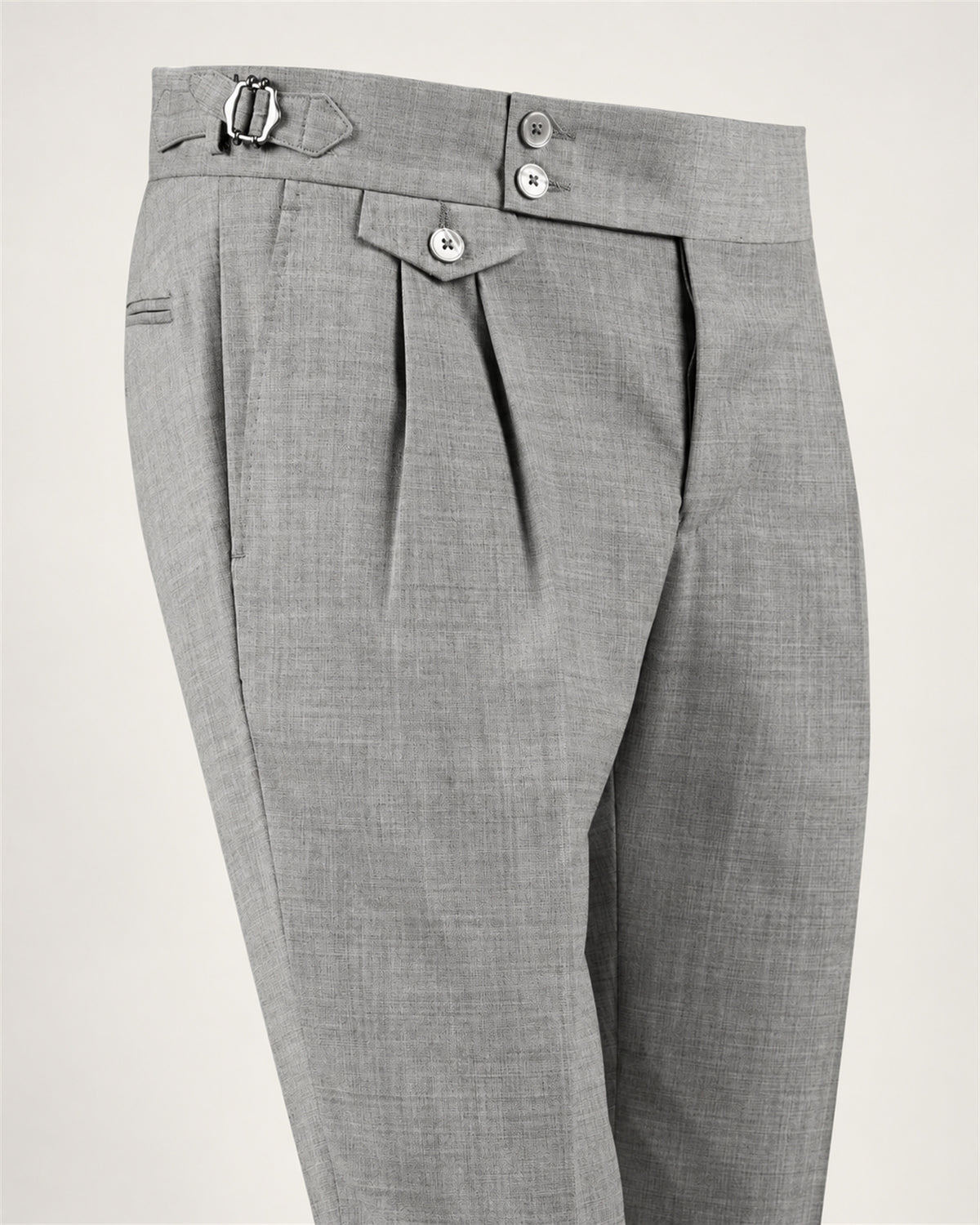 Hellgraue italienische Stoffhose aus Wolle