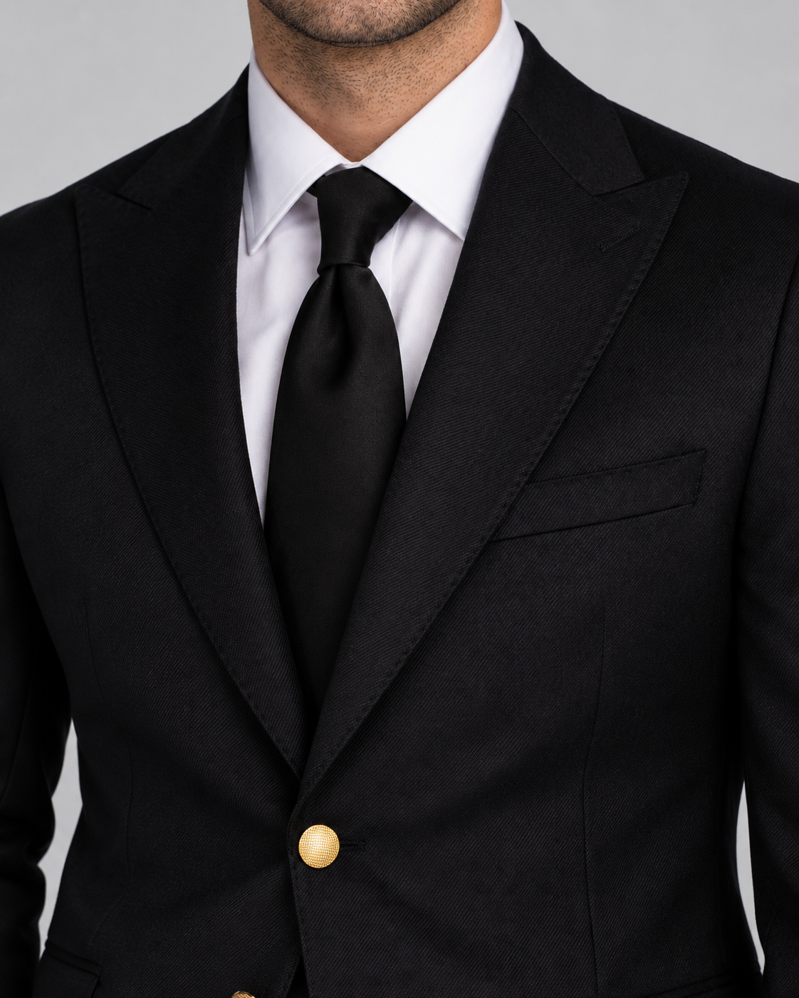Schwarzes Tailored-Fit-Sakko aus Wolle