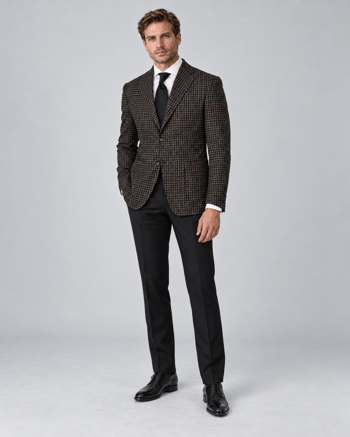 Dunkelgrünes Tailored-Fit-Sakko aus Wollmischung