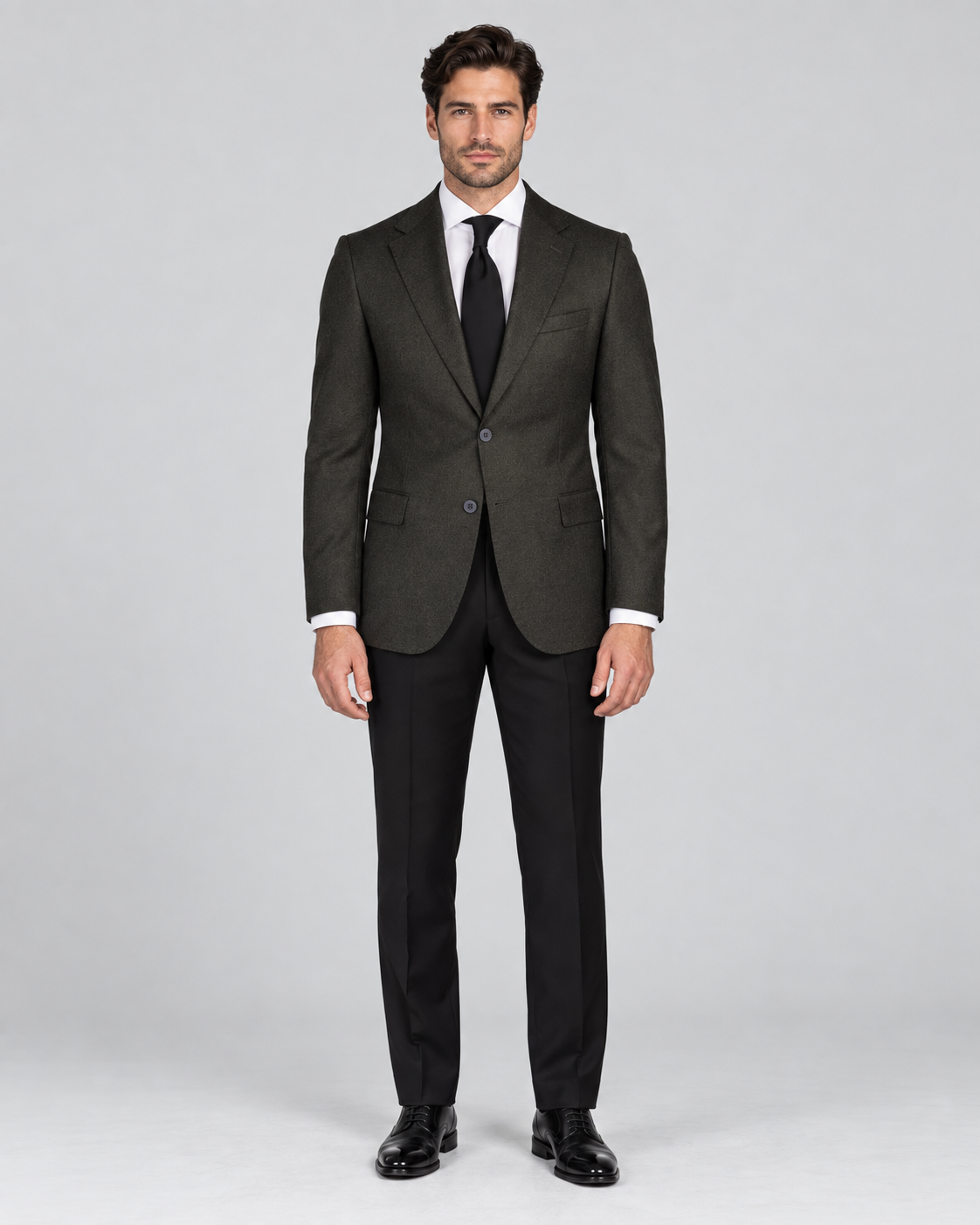 Dunkelgrünes Tailored-Fit-Einreiher-Sakko aus Wolle
