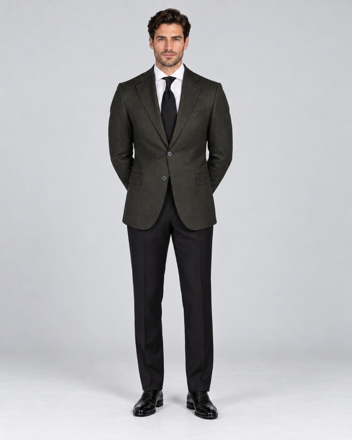 Dunkelgrünes Tailored-Fit-Einreiher-Sakko aus Wolle