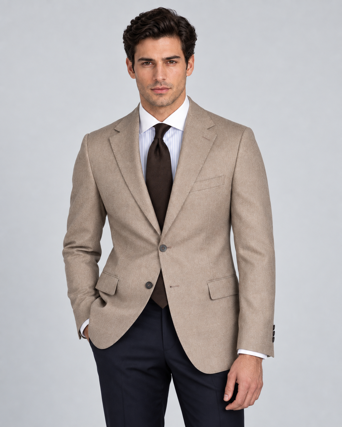 Beige single-breasted wool blazer