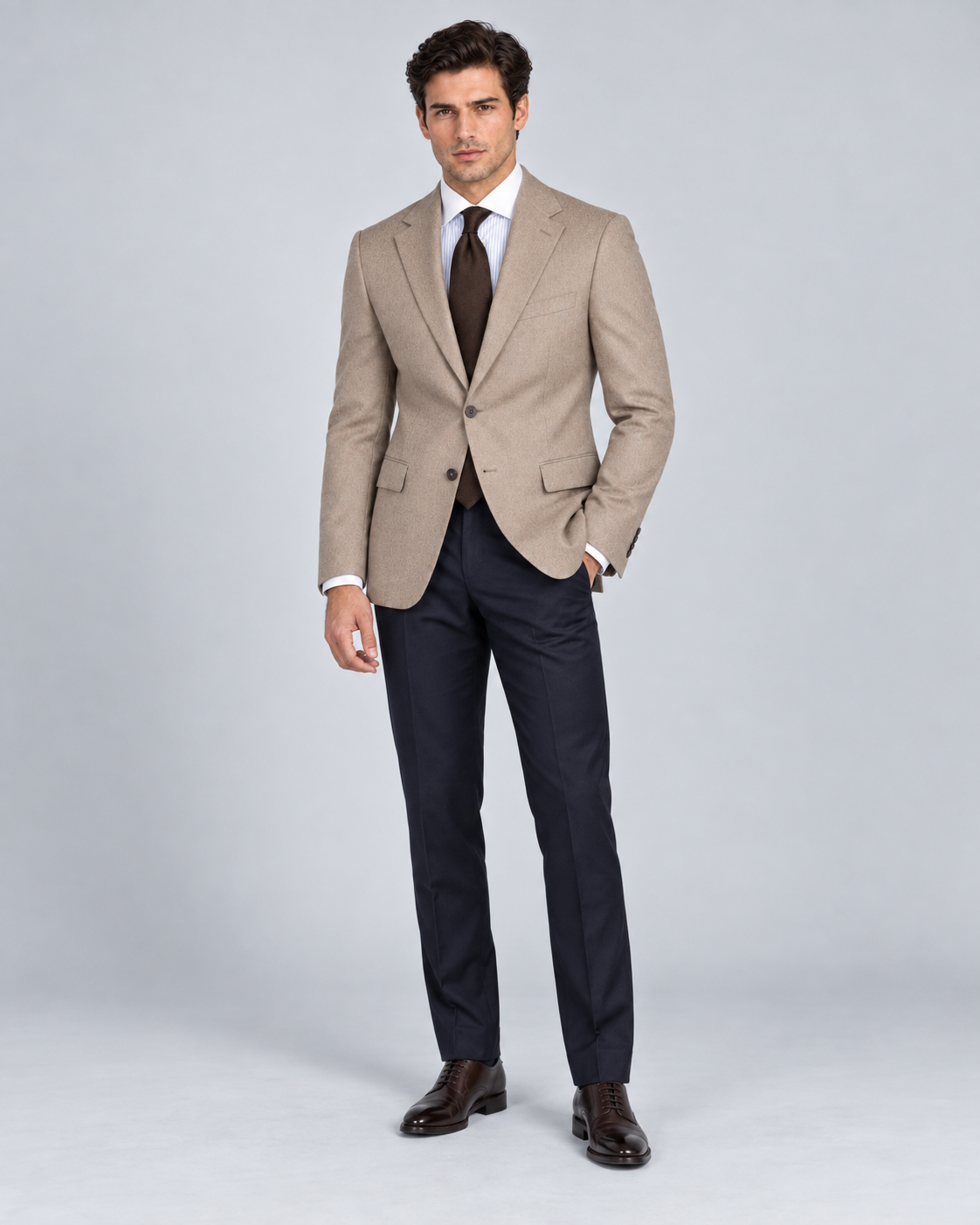 Beige single-breasted wool blazer