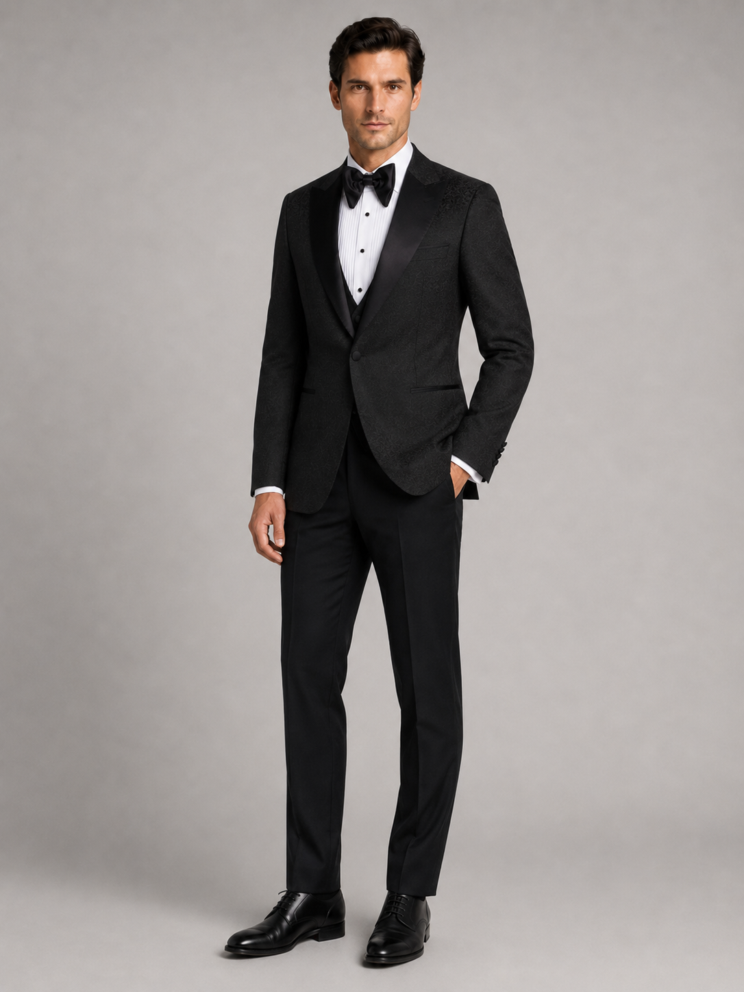 Schwarzer Slim Fit Einreihiger Smokinganzug