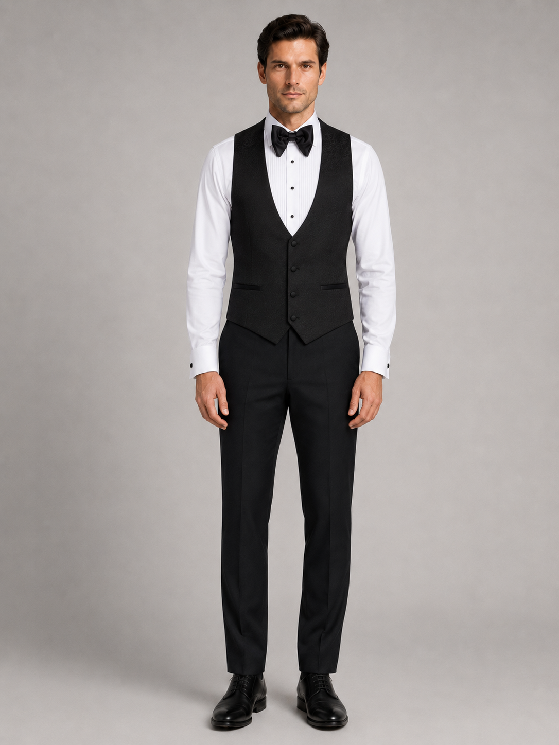 Smoking Herren Schwarz – Edler Anzug mit Strukturstoff Satin-Revers