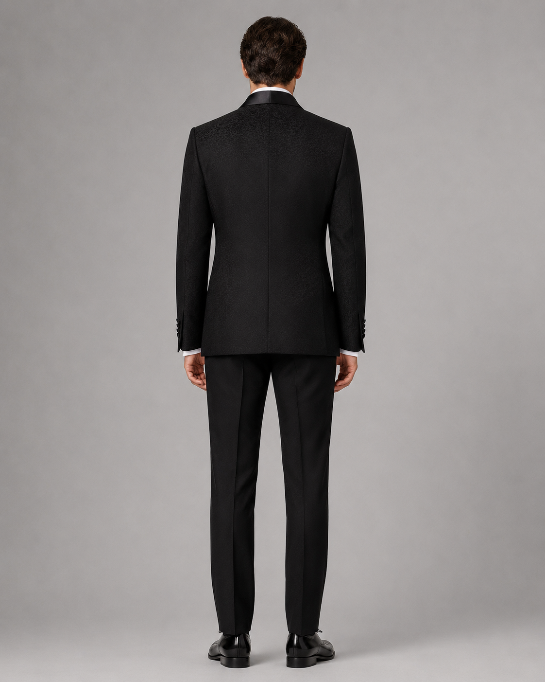 Smoking Herren Schwarz – Edler Anzug mit Strukturstoff Satin-Revers