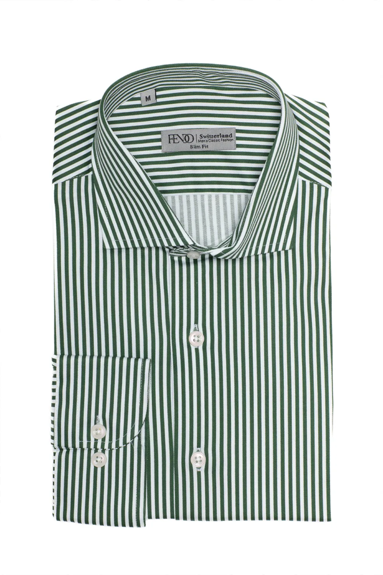 Jade Slim Fit Baumwollhemd mit weissen Streifen