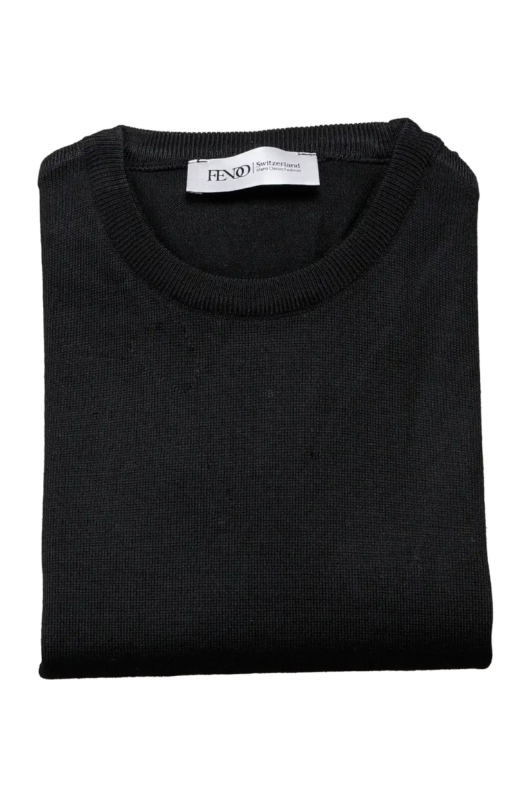 Klassischer Pullover mit Rundhalsausschnitt Schwarz
