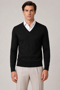 Pullover mit V-Ausschnitt Schwarz