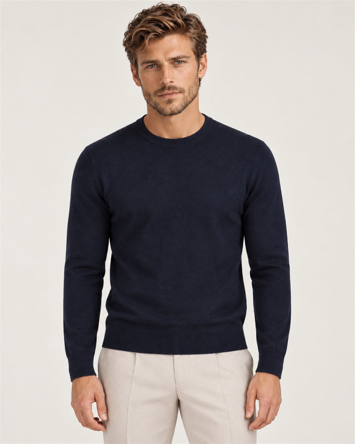 Classic crew neck sweater, navy
