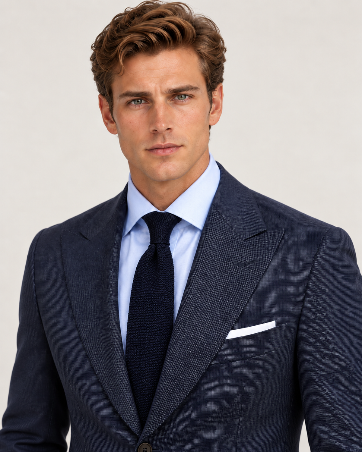 Navy Single-Breasted Super 130s Wool Blazer