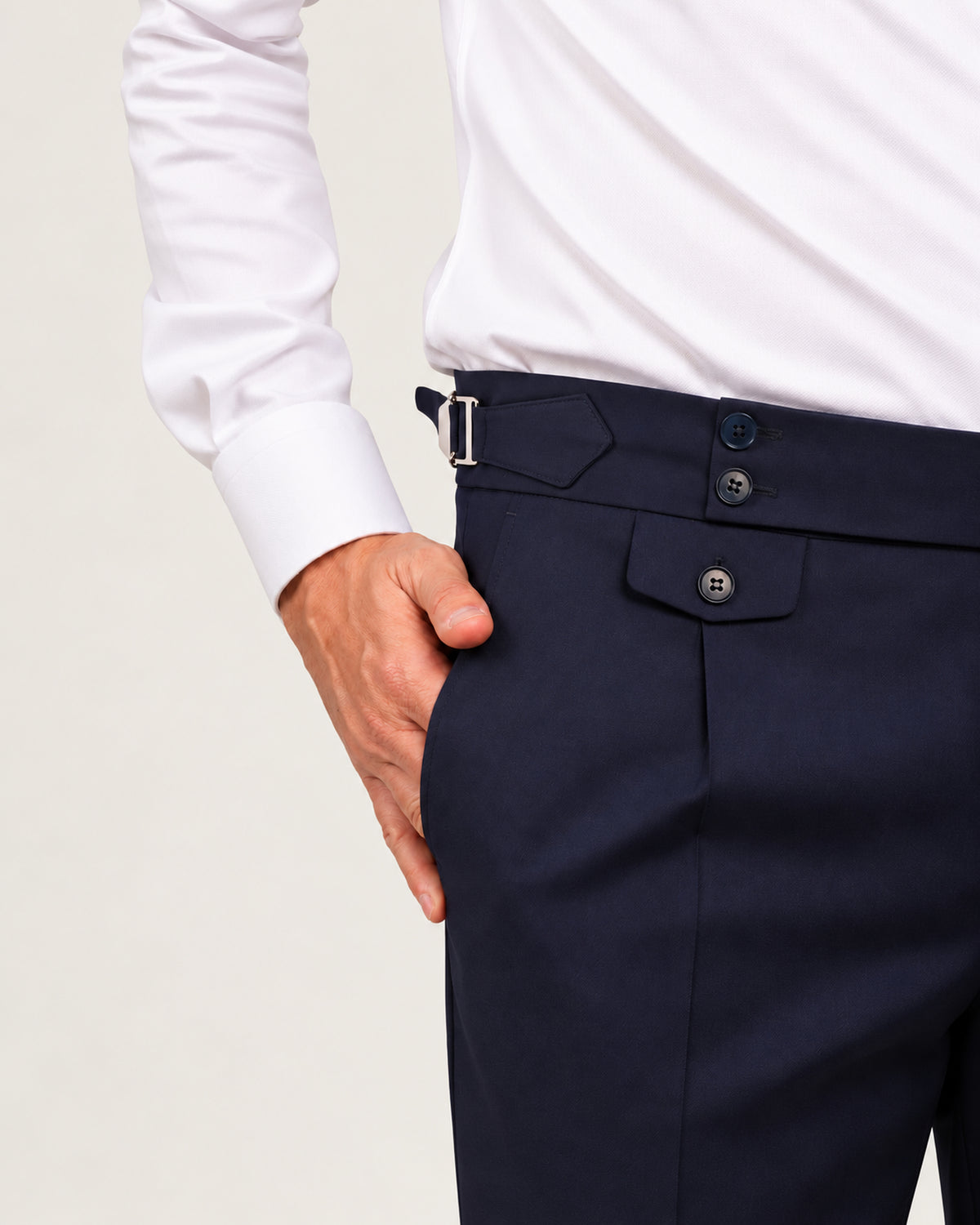 Navy slim-fit three-piece wool suit