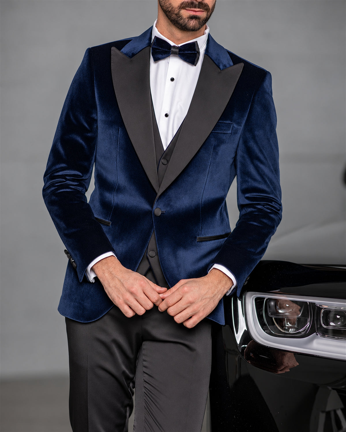 Navy Samt Smoking Herren – Eleganter Hochzeits- Galaanzug