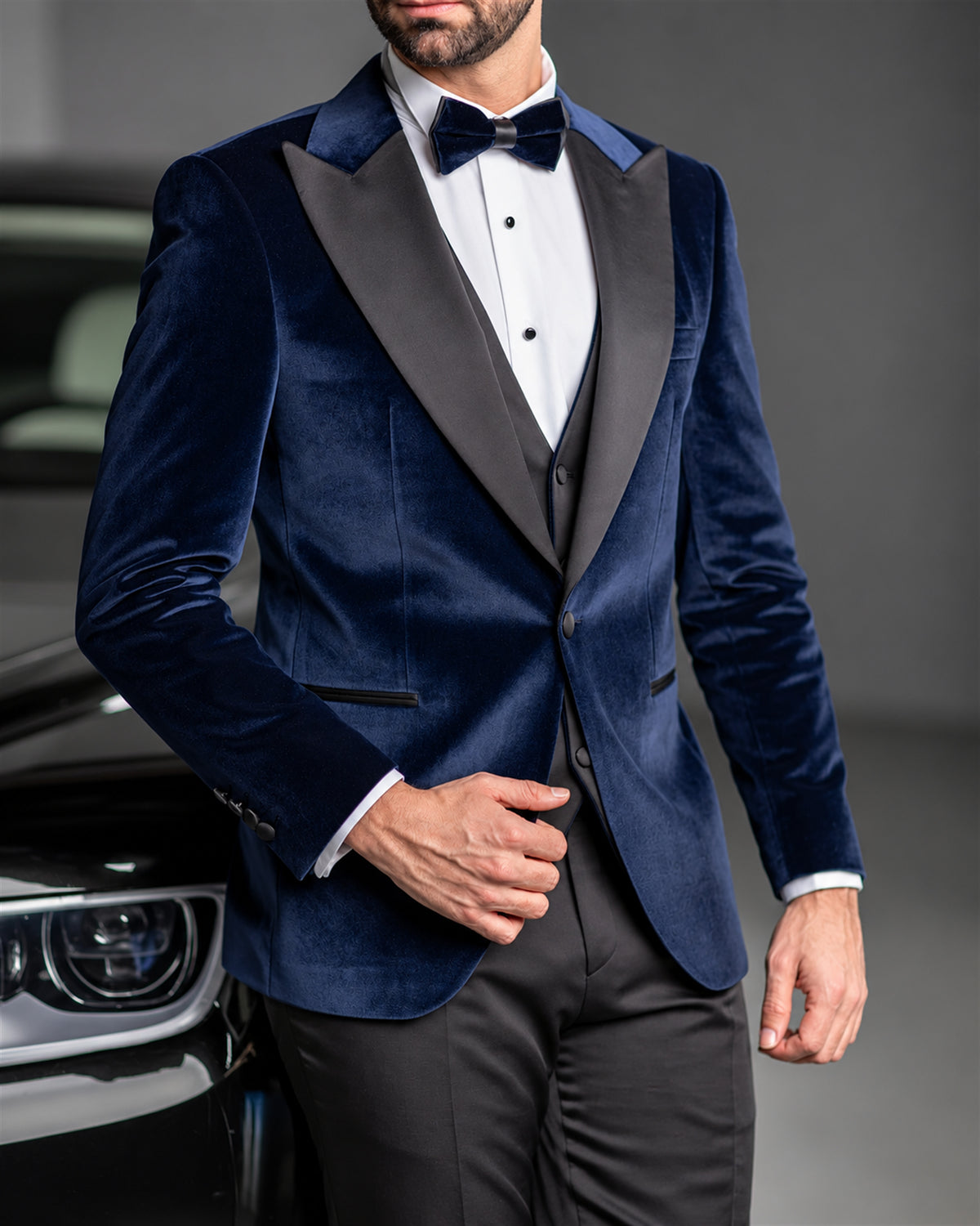 Navy Samt Smoking Herren – Eleganter Hochzeits- Galaanzug