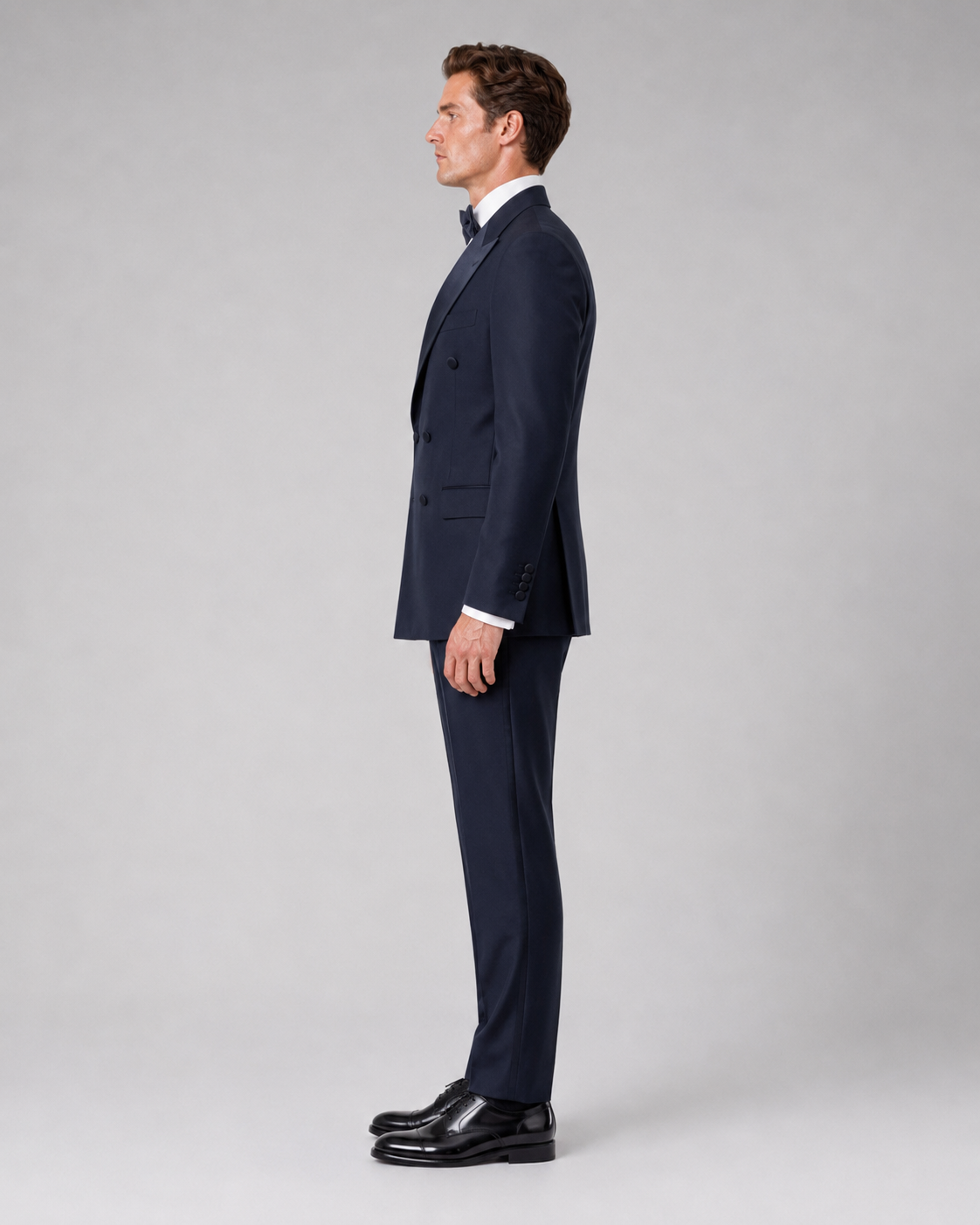 Navy blau Slim Fit Zweireiher Smoking Anzug