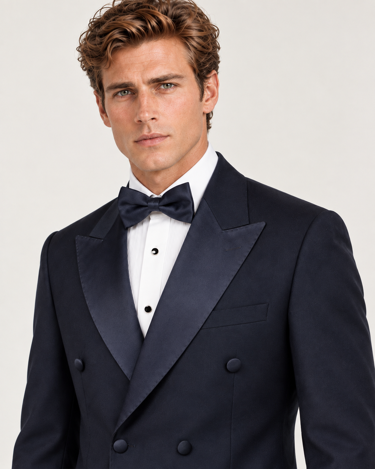 Navy blau Slim Fit Zweireiher Smoking Anzug