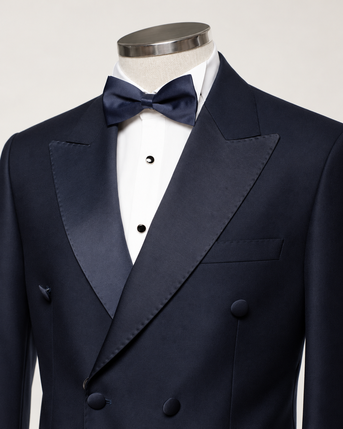 Navy blau Slim Fit Zweireiher Smoking Anzug