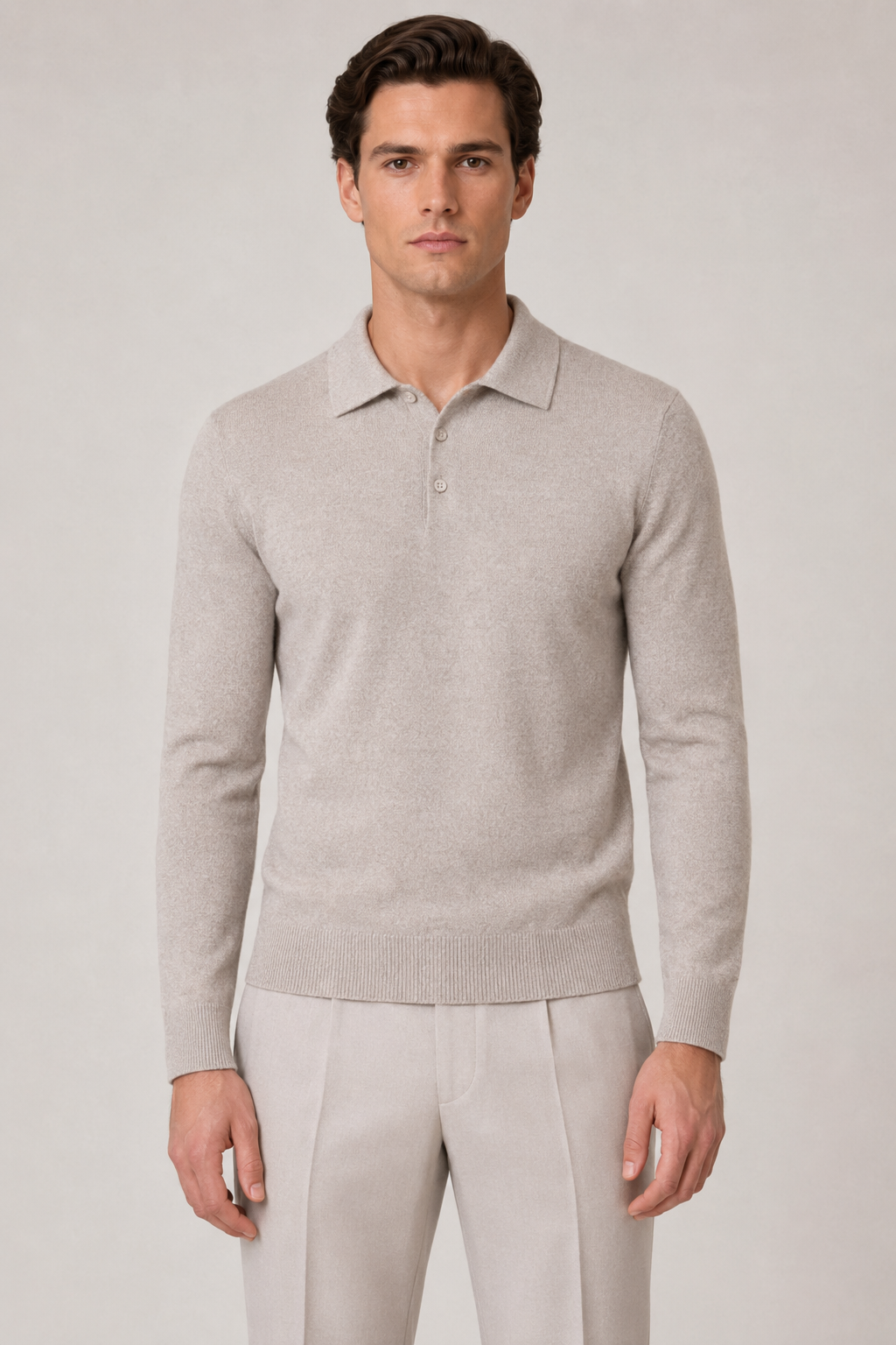 Polo-Pullover aus Knochen wolle