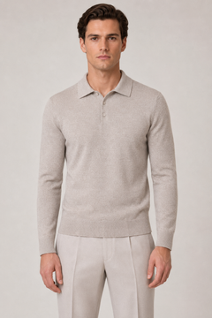 Polo-Pullover aus Knochen wolle
