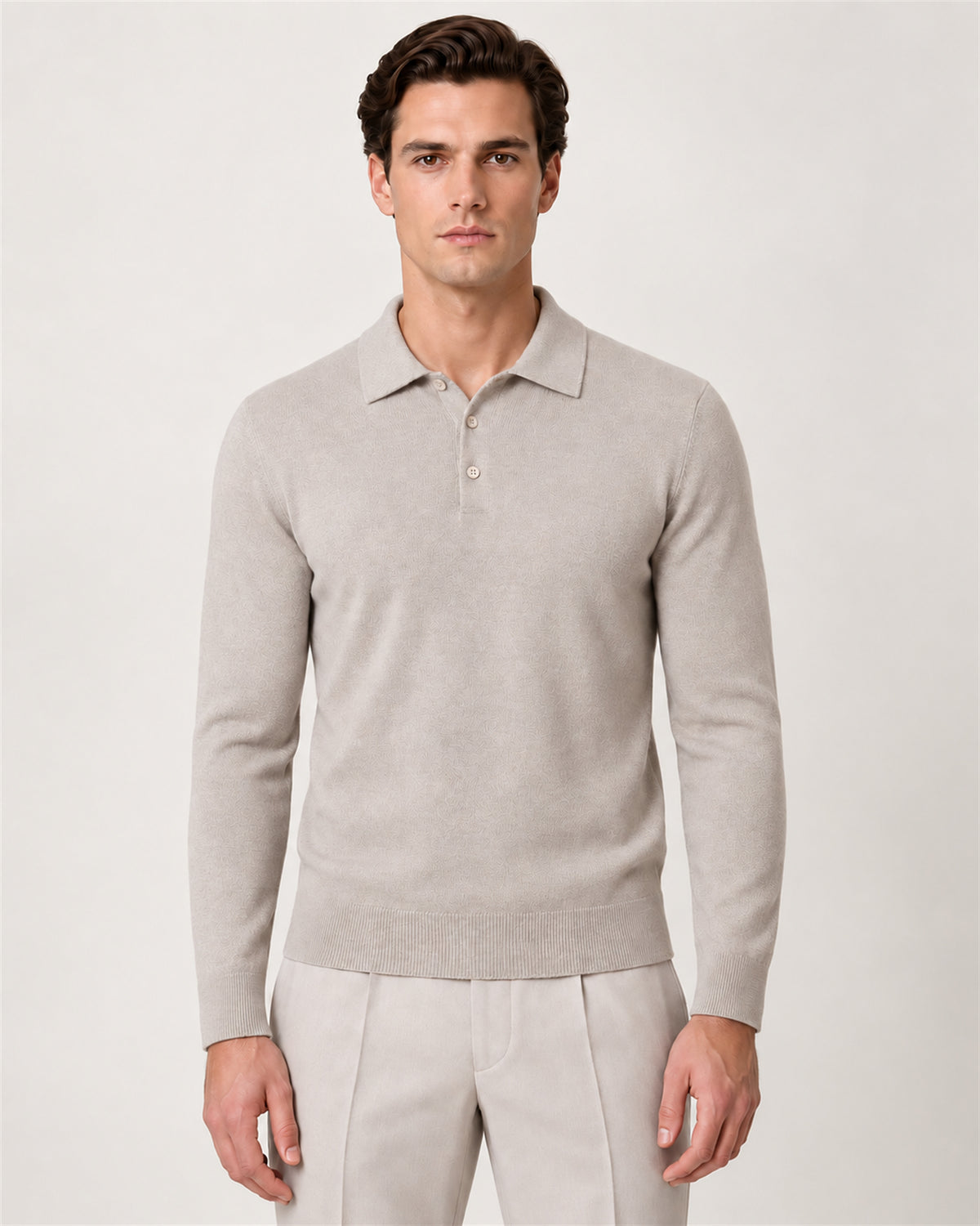 Polo-Pullover aus Knochen wolle
