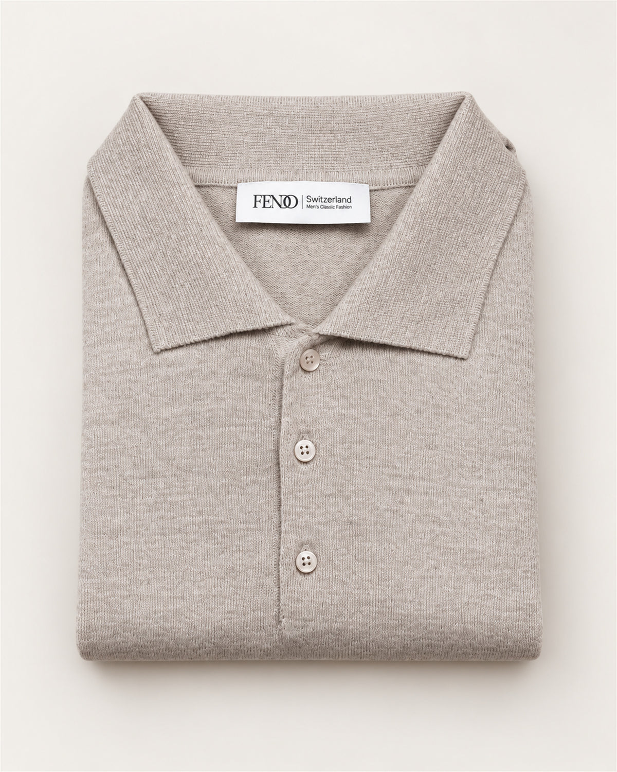 Polo sweater made of bone wool