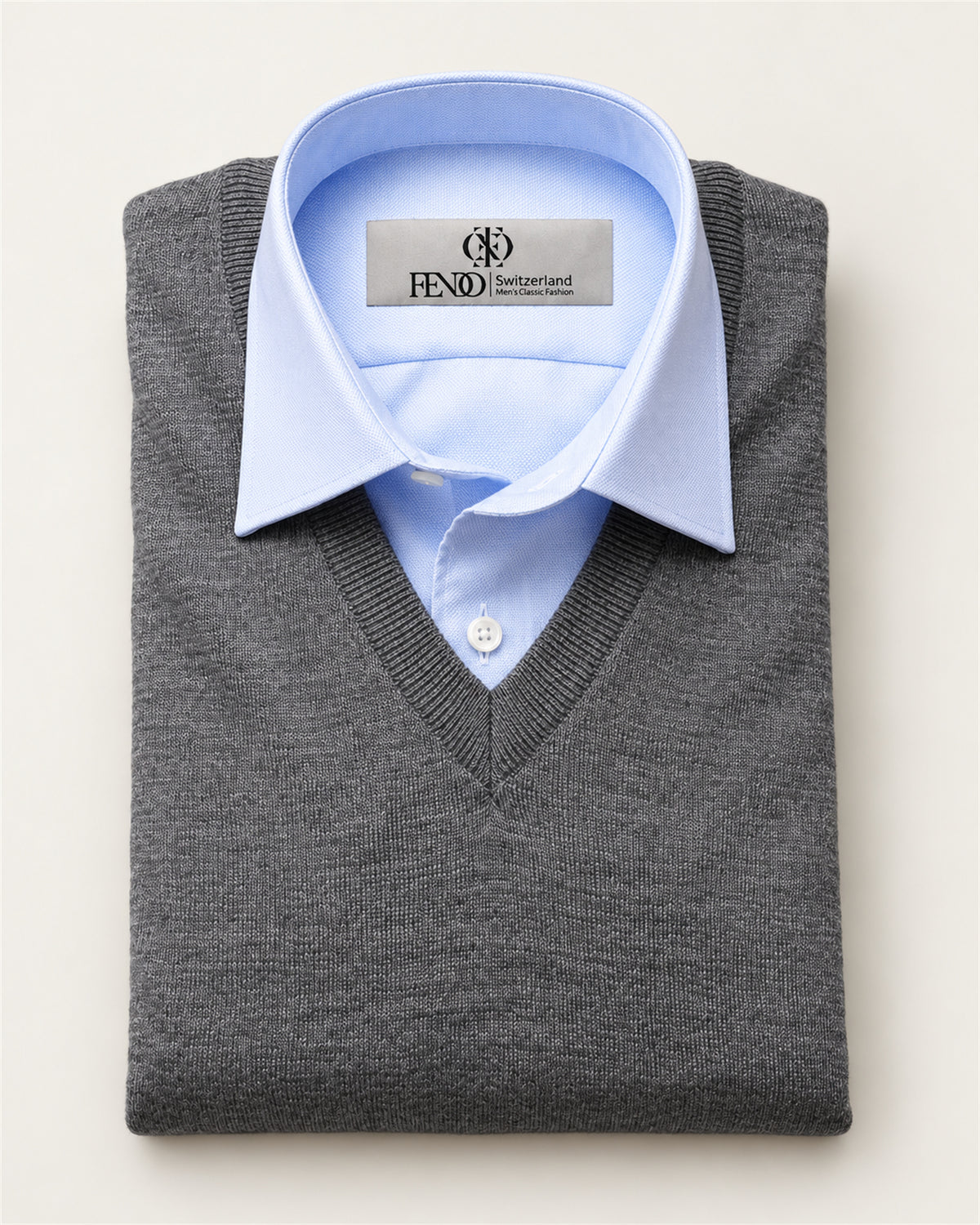 Grey V-neck sweater