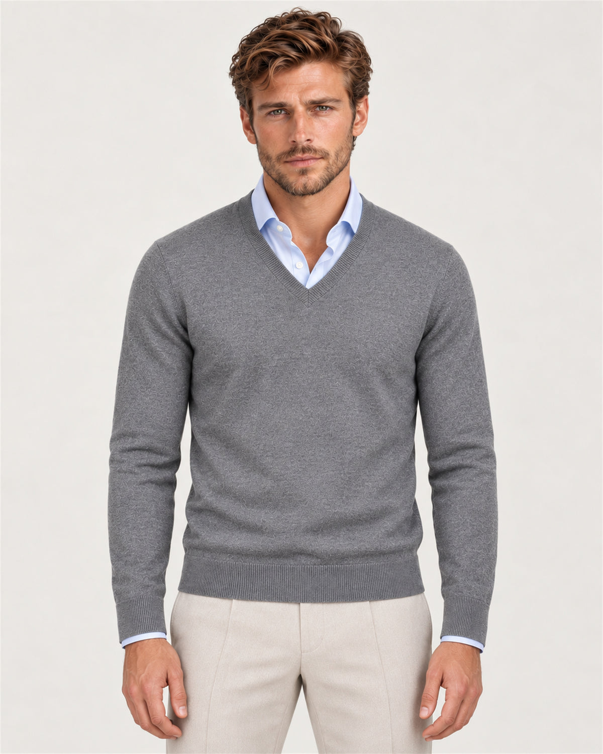 Pullover mit V-Ausschnitt Grau