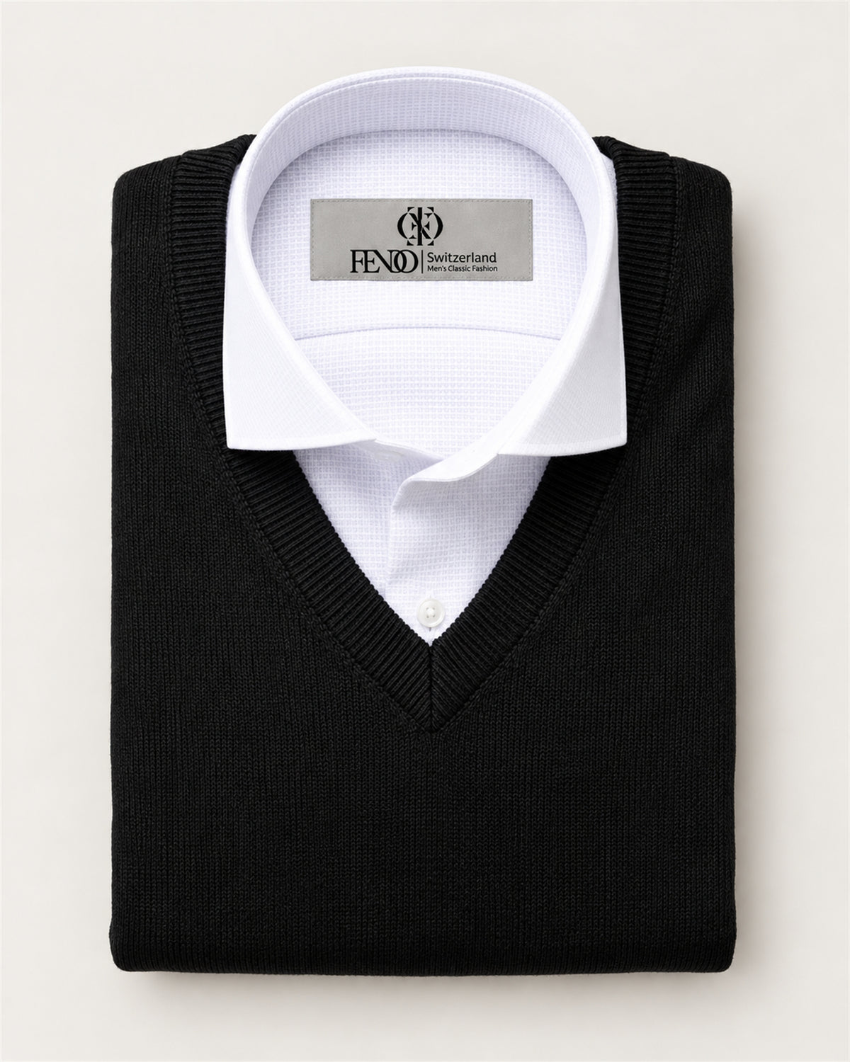 Black V-neck sweater