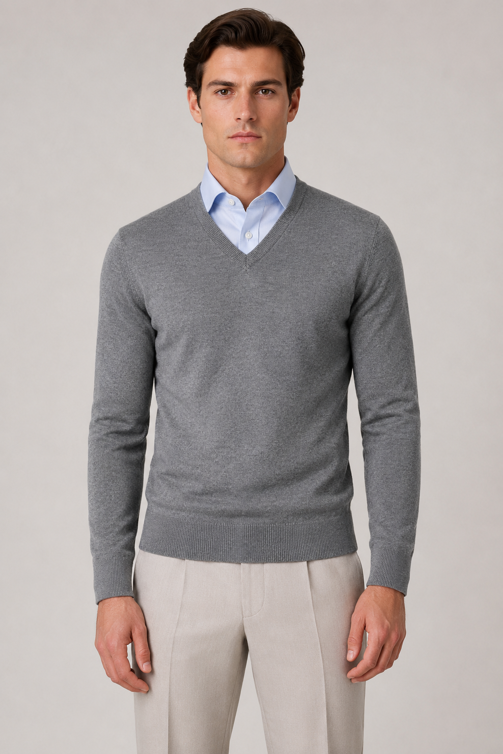 Pullover mit V-Ausschnitt Grau