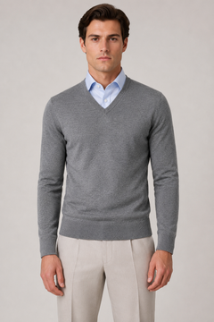 Pullover mit V-Ausschnitt Grau