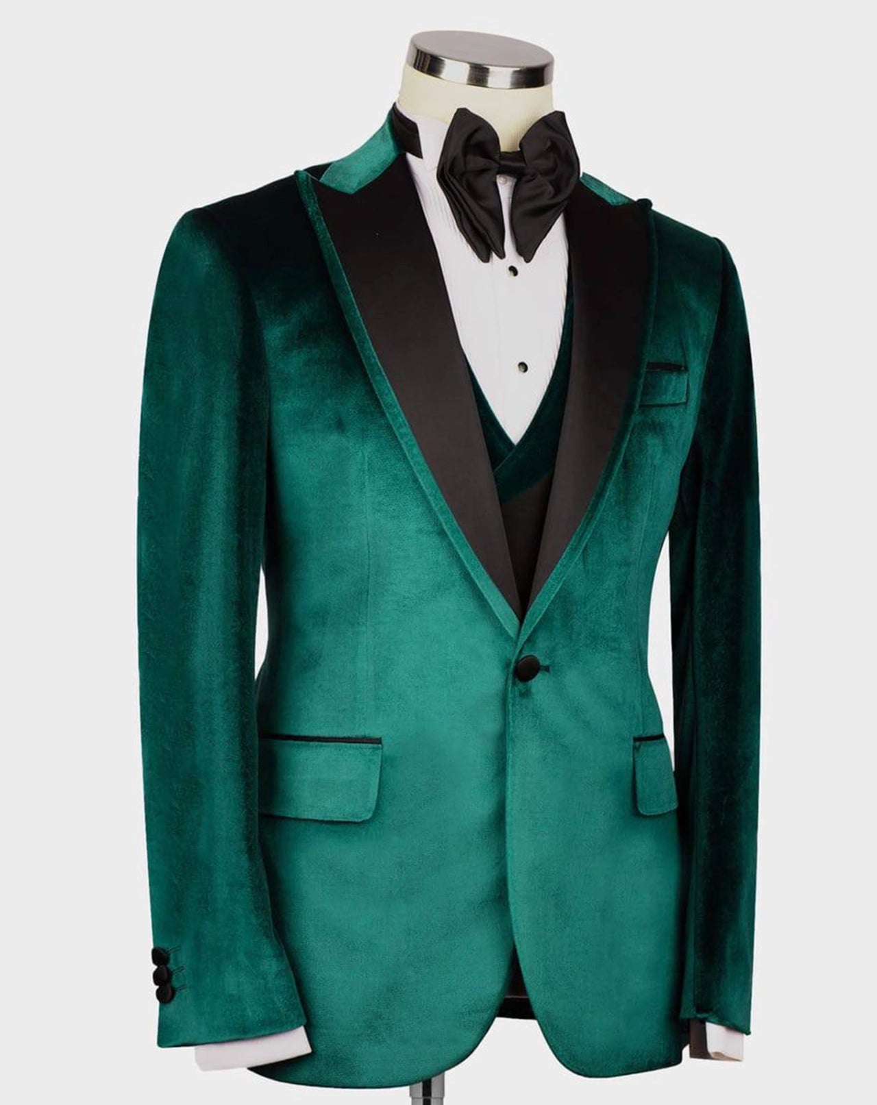 Smaragdgrüner Samt Smoking – Herren Slim Fit