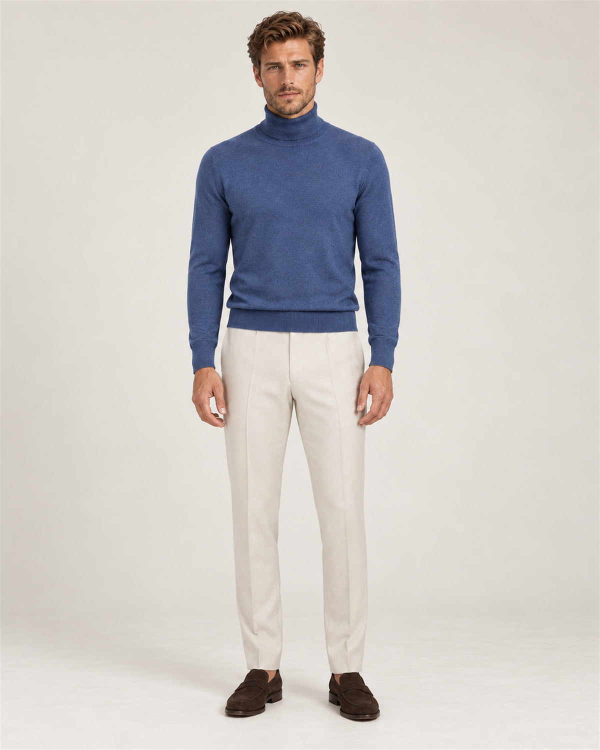 Blue turtleneck sweater