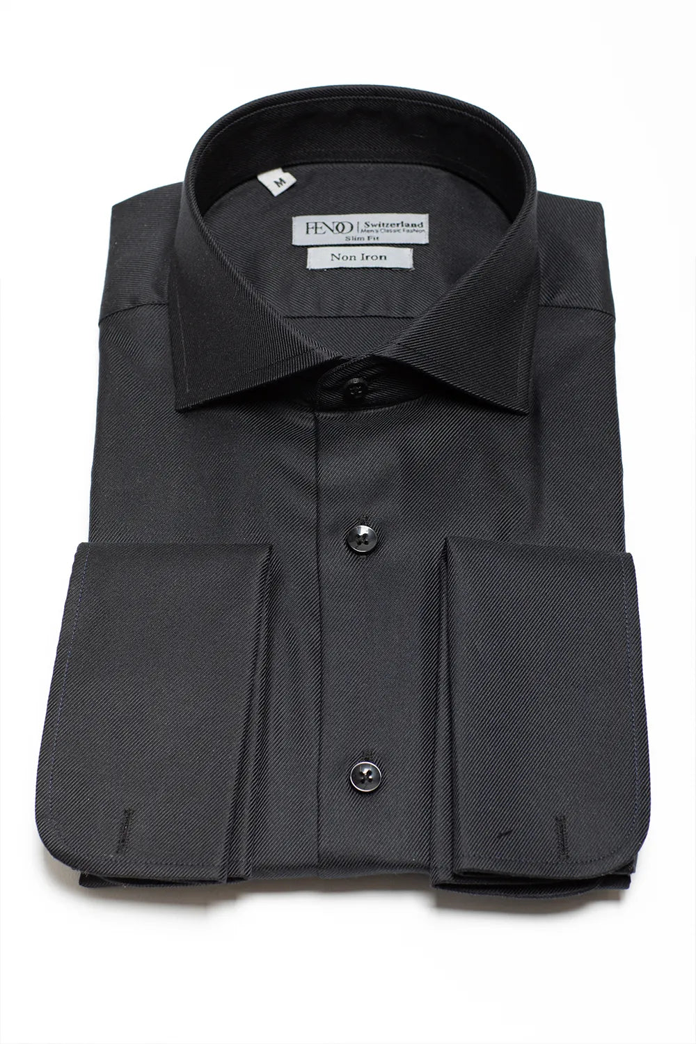 Schwarzes Slim Fit Smoking-Hemd aus Baumwolle