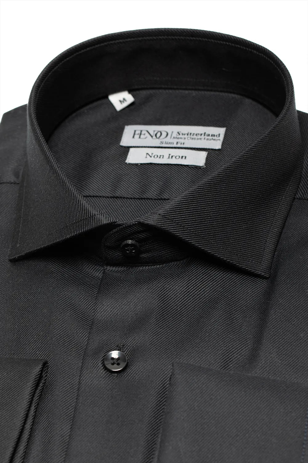Schwarzes Slim Fit Smoking-Hemd aus Baumwolle