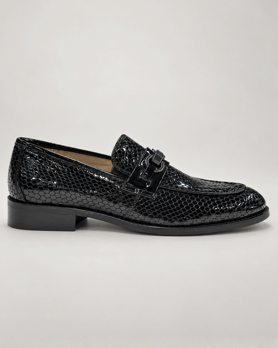 Black calf leather Horsebit loafers