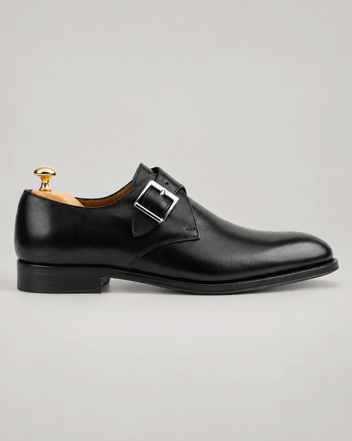 Schwarze Single-Monk-Strap-Schuhe aus Kalbsleder