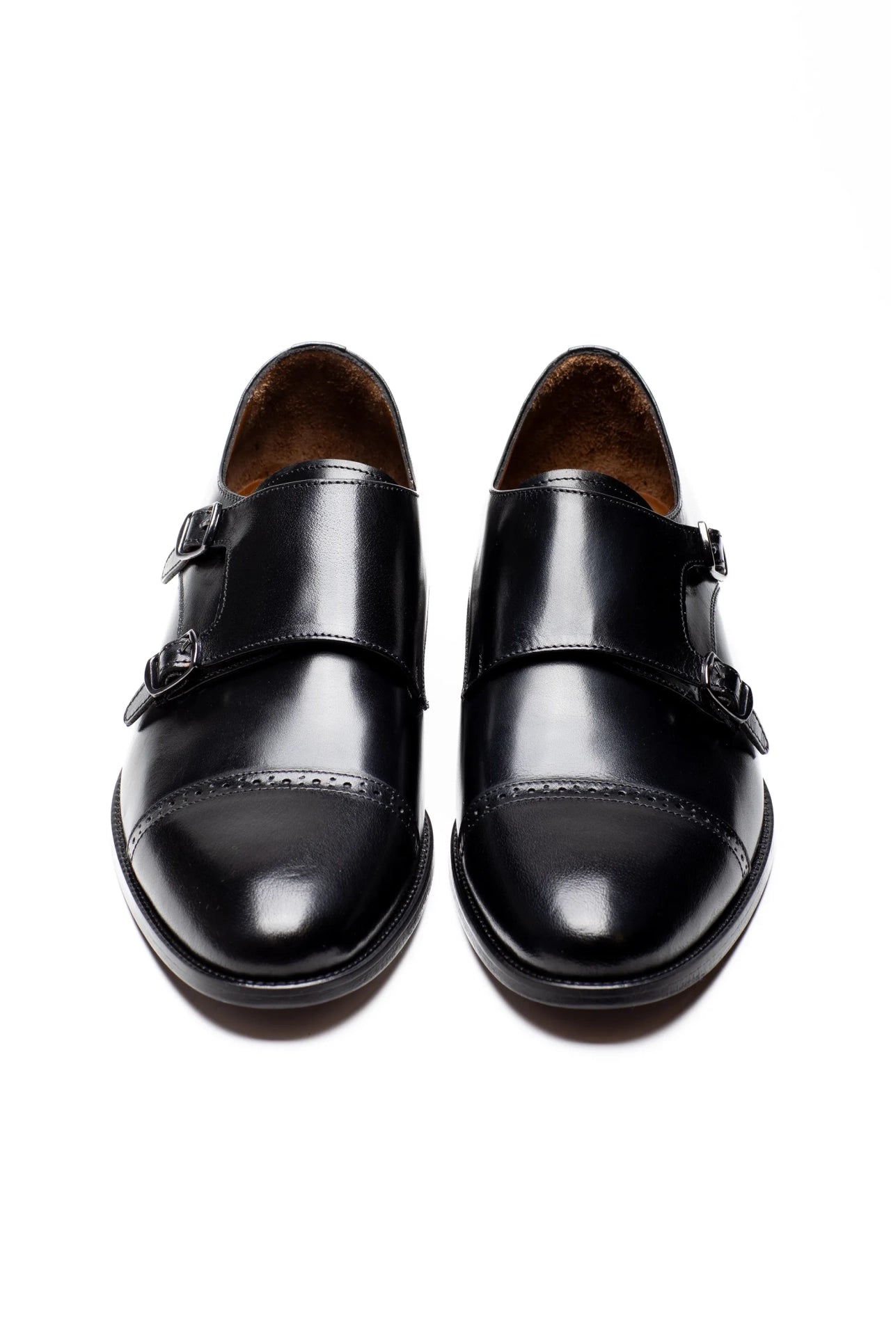 Schwarzer Lederschuh mit doppeltem Monk Strap