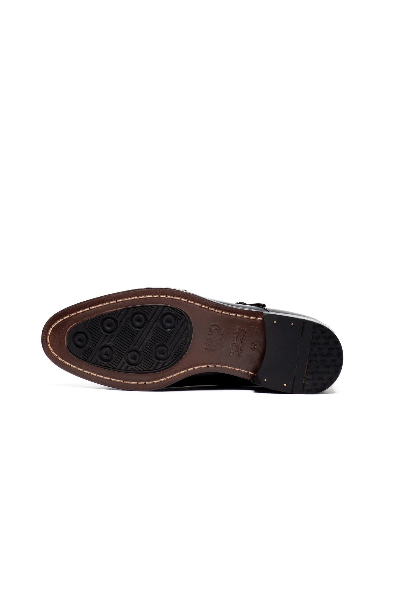 Schwarzer Lederschuh mit doppeltem Monk Strap