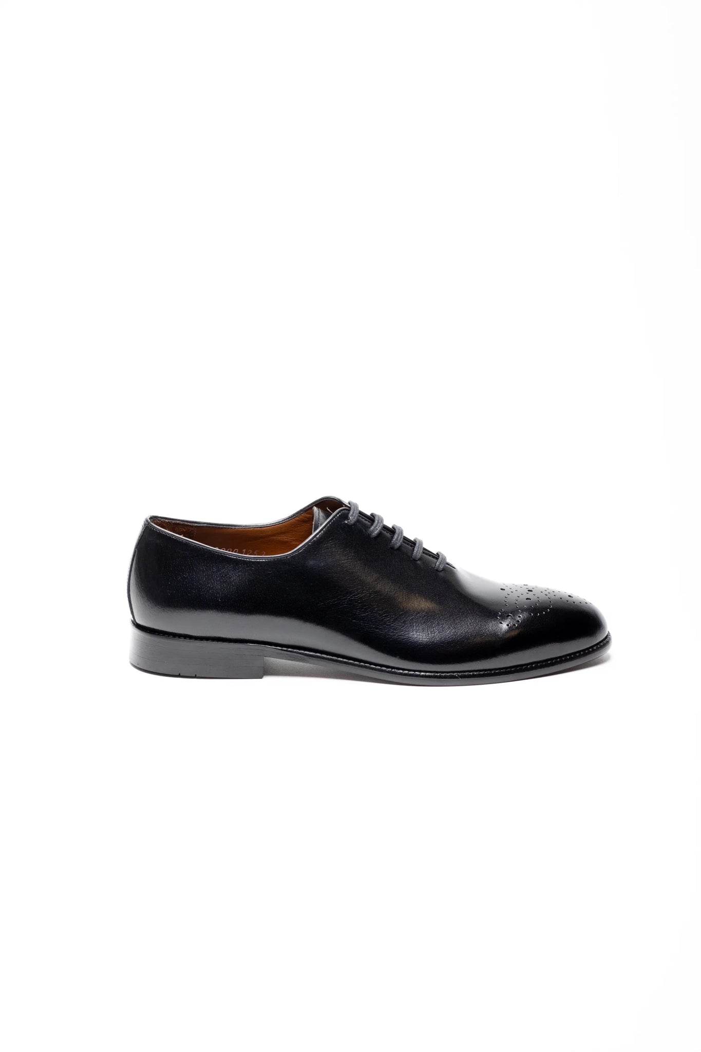 Schwarzer Leder Oxford Schuh mit ganzem Schnitt