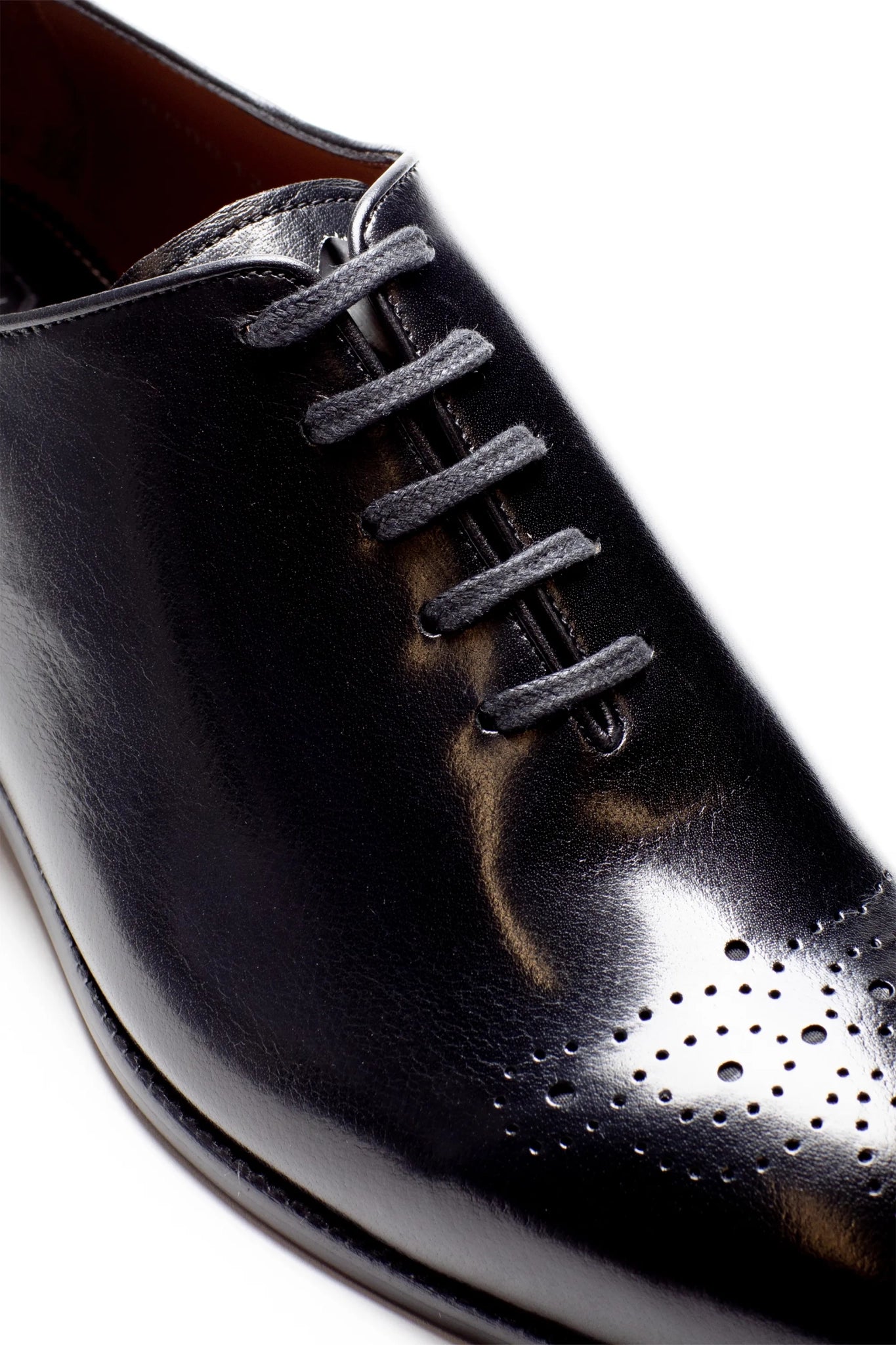 Schwarzer Leder Oxford Schuh mit ganzem Schnitt
