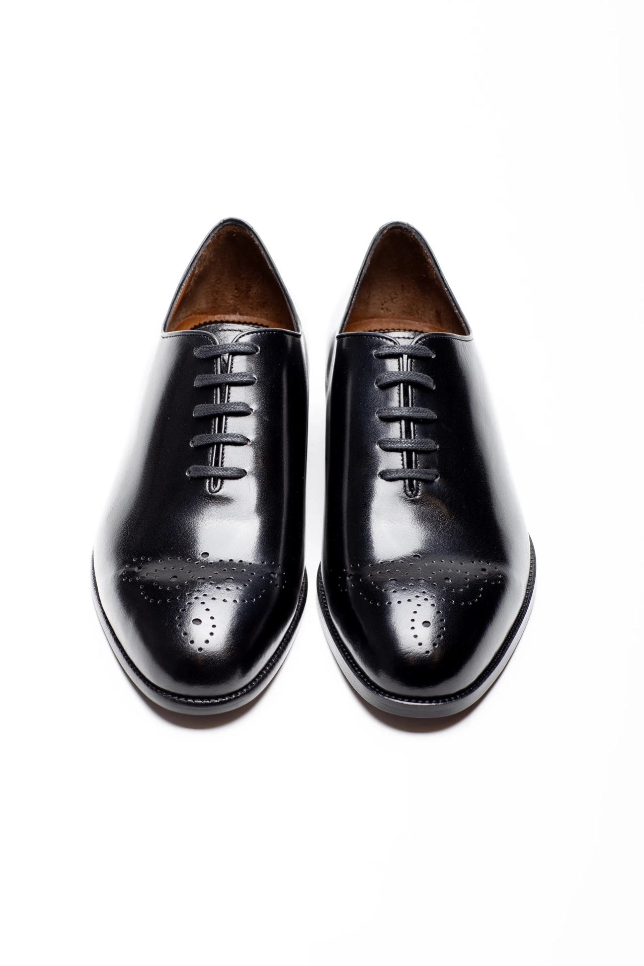 Schwarzer Leder Oxford Schuh mit ganzem Schnitt