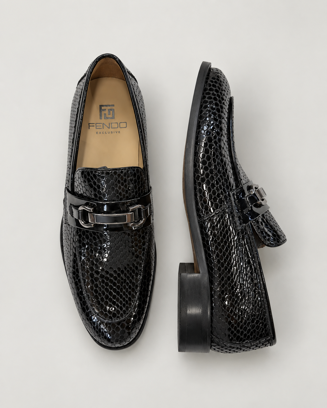 Black calf leather Horsebit loafers